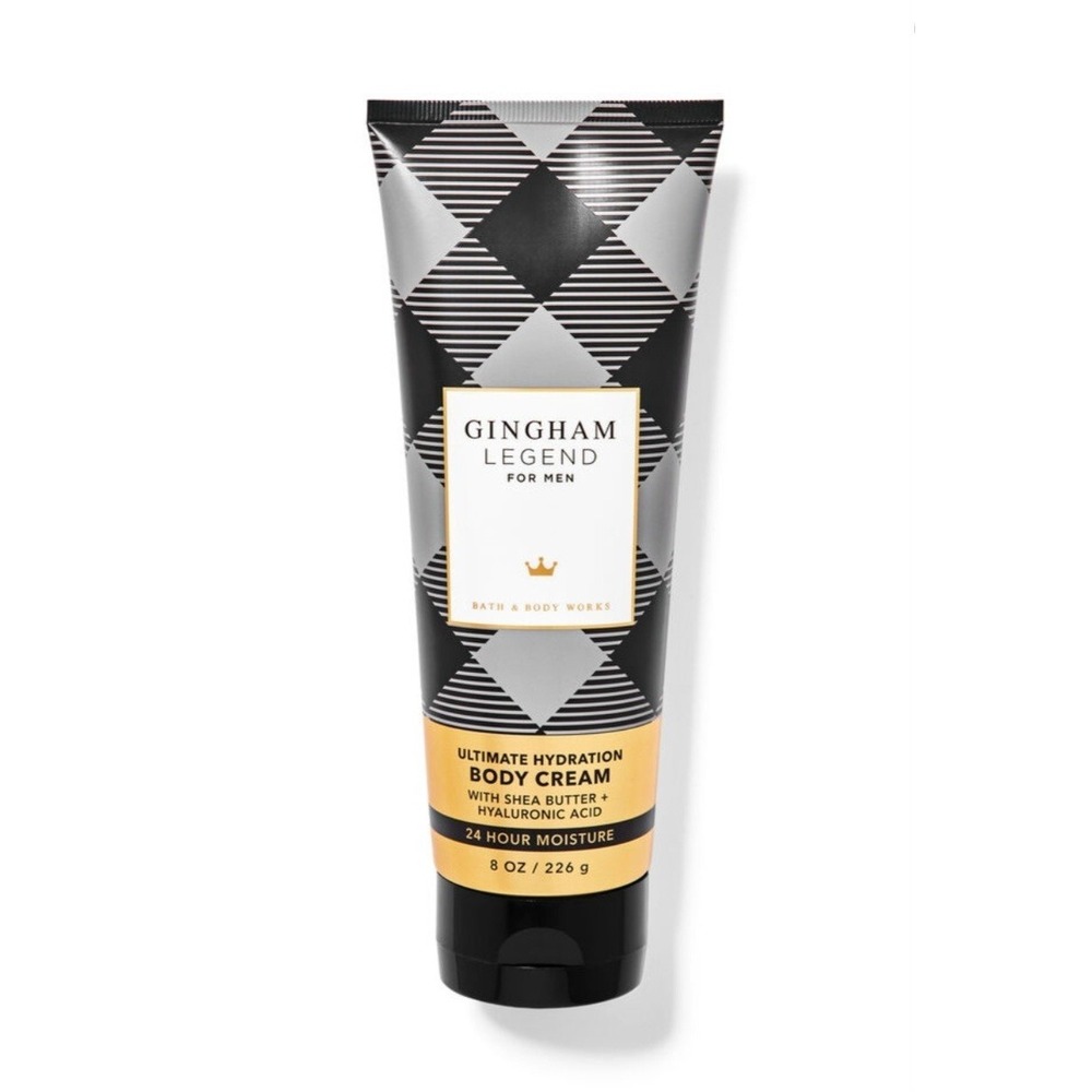 Bath & Body Works Gingham Legend Body Cream for Men 8oz Hydrating Shea Butter